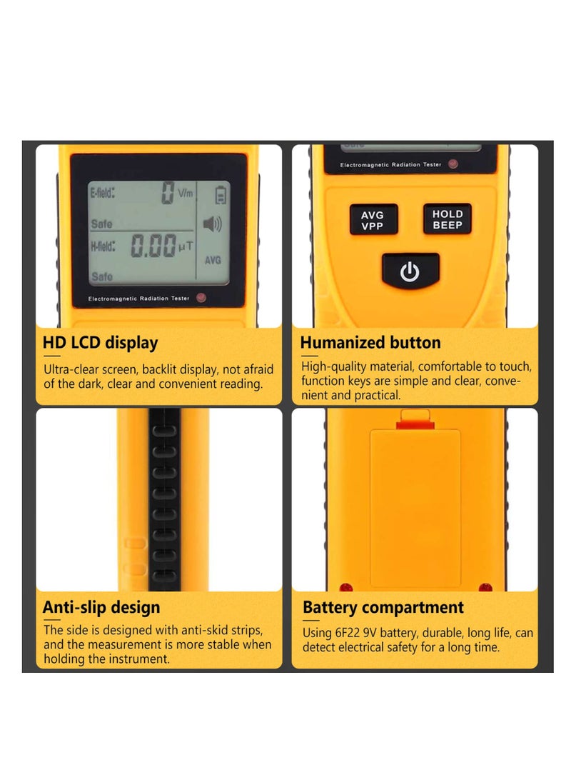 Geiger Counter Radiation Detector, Handheld Digital Electromagnetic Field Radiation Detector with Sound and Light Alarm, Radiation Assessment, Compact Design, for Home Office Work Outdoors - Image 4